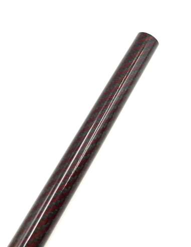 Tubo de fibra de carbono-kevlar vermelho malha vista (18 mm. Ø externo - 16 mm. Ø interior) 2000 mm.