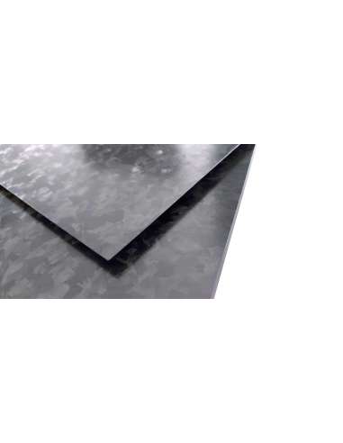 Placa de fibra de carbono de dois lados BRILHO acabamento Marble-Forged - 500 x 400 x 4 mm.