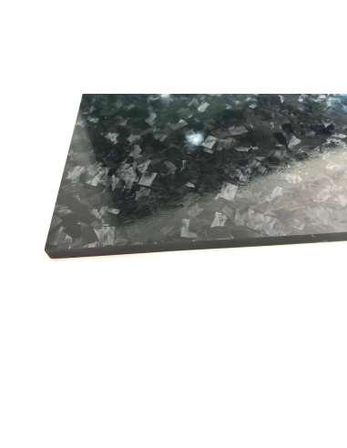 Placa de fibra de carbono de dois lados BRILHO acabamento Marble-Forged - 500 x 400 x 10 mm.
