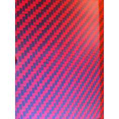 Placa de fibra de carbono-kevlar de dois lados BRILHO (vermelho) - 500 x 400 x 0,2 mm.