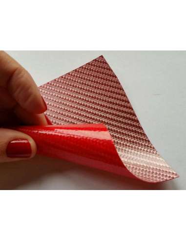 Lâmina flexível de fibra de vidro de amostra comercial 1K Sarja 2x2 (cor rosa-vermello) - 50x50 mm.