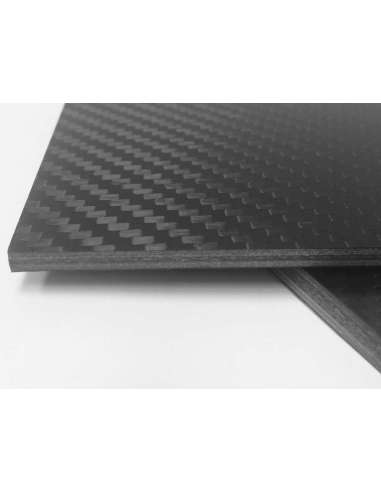 Plancha de fibra de carbono + vidrio BRILLO - 800 x 500 x 3 mm.