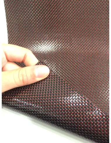 Flexible carbon fiber sheet with colored silk (Black and Red Color)