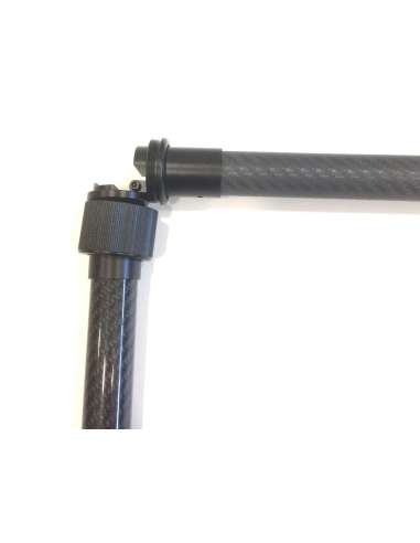 Conector de aluminio con bisagra y rosca exterior para unión de tubos con medidas (25mm. Ø exterior)