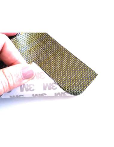 Folha de fibra de carbono flexível com seda colorida (cor preto e amarelo) com adesivo 3M