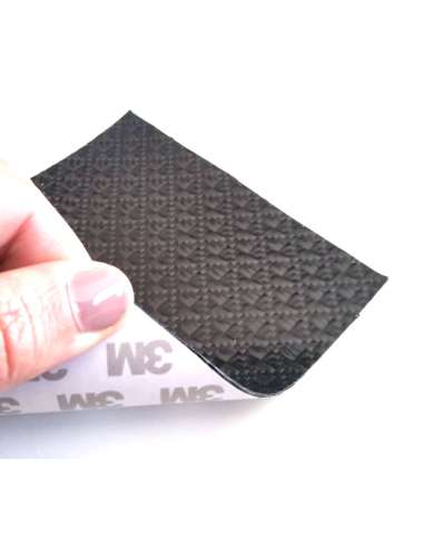 Lámina flexible de fibra de carbono con patrón enrejado (Color Negro) con adhesivo 3M
