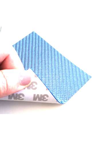 Muestra comercial lámina flexible de fibra de vidrio Sarga (Color Azul) con adhesivo 3M - 50x50 mm.