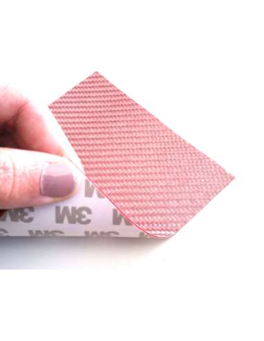 Lâmina flexível de fibra de vidro de amostra comercial 1K Sarja 2x2 (cor rosa) com adesivo 3M - 50x50 mm.