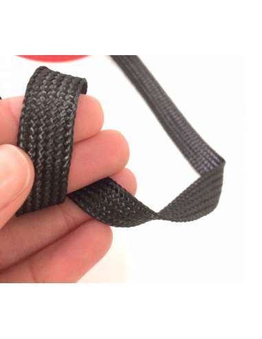 Commercial sample flat tape of carbon fiber 1K braided of 10 mm.