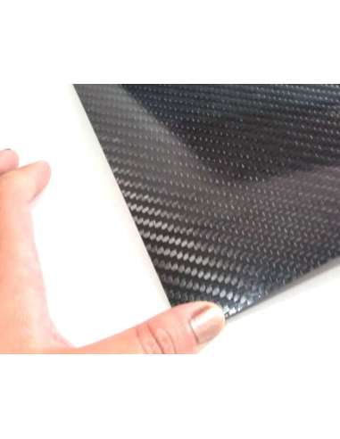 Plancha de fibra de carbono una cara con resina epoxy - 1000 x 600 x 1 mm.