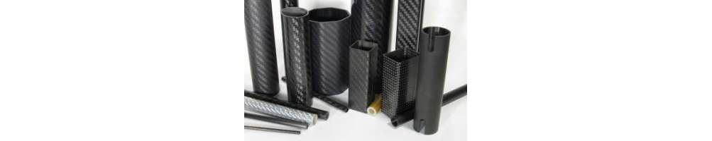 Carbon fiber tubes in different thicknesses and finishes.