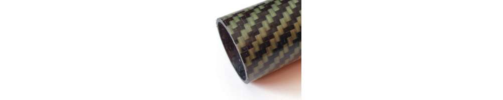 Kevlar-carbon fiber tubes in different thicknesses and finishes.